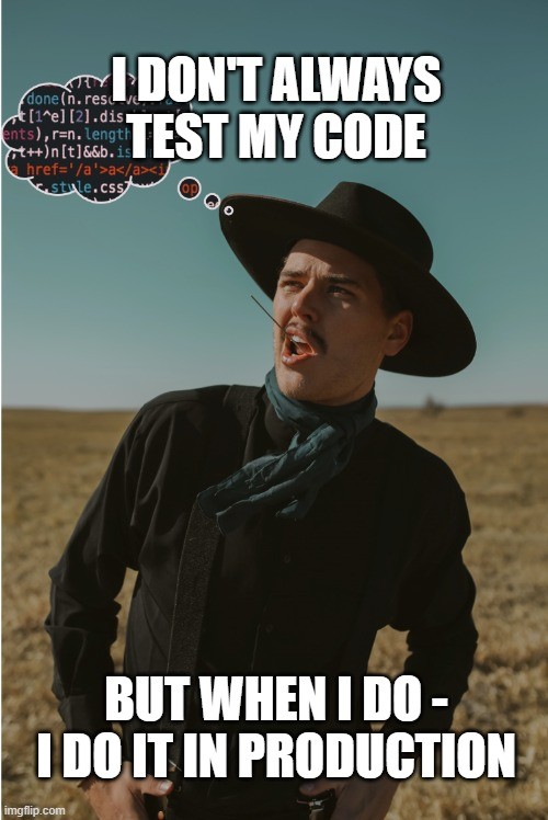 Man wearing a cowboy hat, who is nostalgic of his
            badly written code